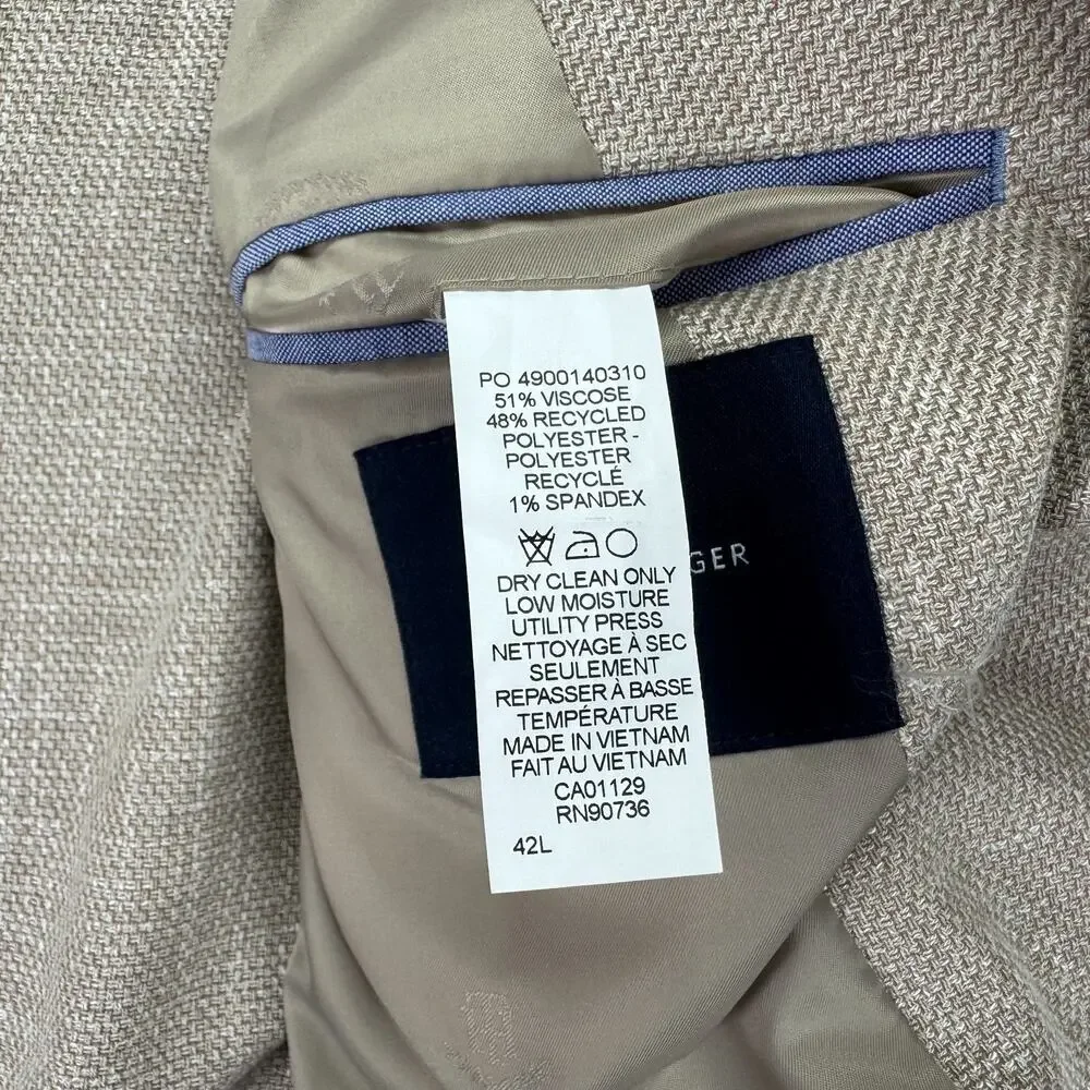 Tommy Hilfiger Mens TH Flex Gene Modern Fit Sport Coat Tan 42L